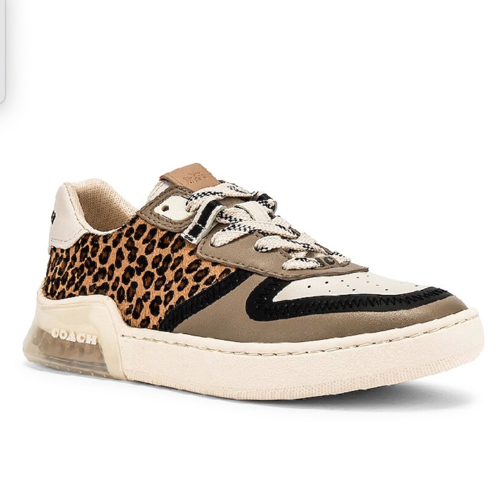 Coach Citysole Calf Hair Leather Leopard Print Court Shoe